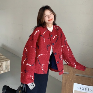 新款现 货！上就能卖!秋冬红色小香风短外套2C296-9556-P170-K258图片