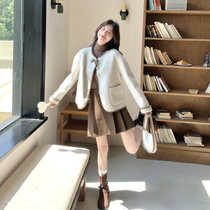 新款现 货！秋冬带包包羊毛双面呢大衣短外套2C296-9551-P245K328图片