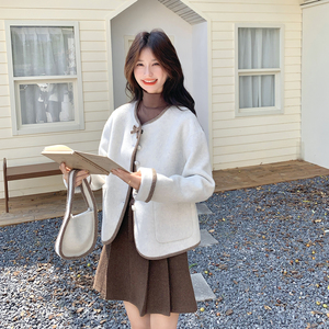 新款现 货！秋冬带包包羊毛双面呢大衣短外套2C296-9551-P245K328图片
