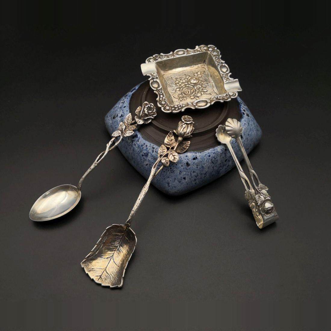 德国Hildesheim玫瑰纹饰 800实银巴洛克风格烟灰缸 重27.2克,餐饮具,西餐餐具套装,淘宝优惠券,粉丝福利购,淘宝优惠卷