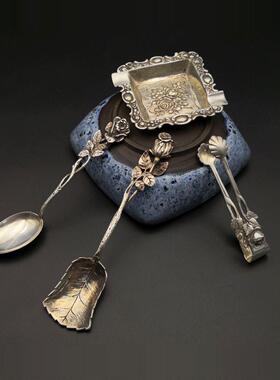 德国Hildesheim玫瑰纹饰 800实银巴洛克风格烟灰缸 重27.2克