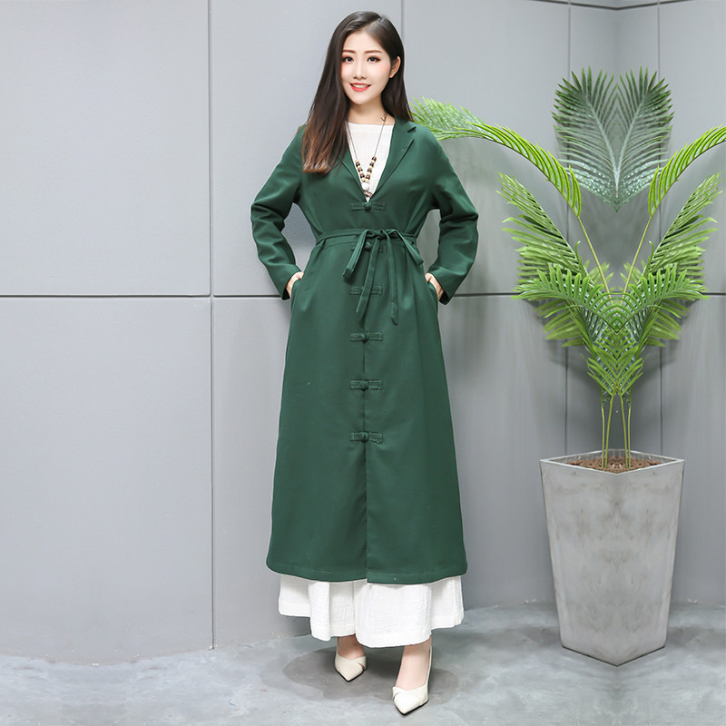 春秋季棉麻女装文艺范中长款宽松显瘦女式长袖百搭外套开衫披风