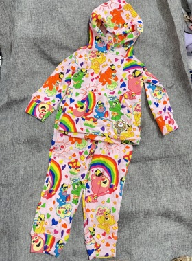 90码120.130码日单原单卡通彩虹小熊套装