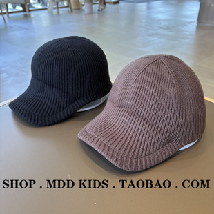 马术秋冬男青少年防风棒球帽鸭舌帽针织女童保暖毛线中大童帽休闲