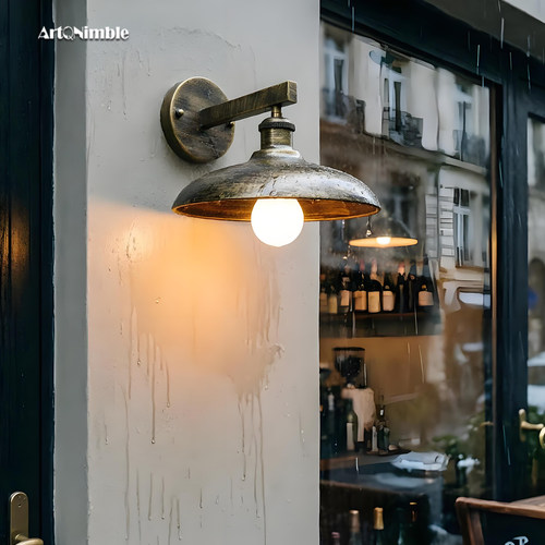 复古工业风铁艺壁灯户外防水LED墙灯奶茶咖啡店餐厅门口壁灯Art