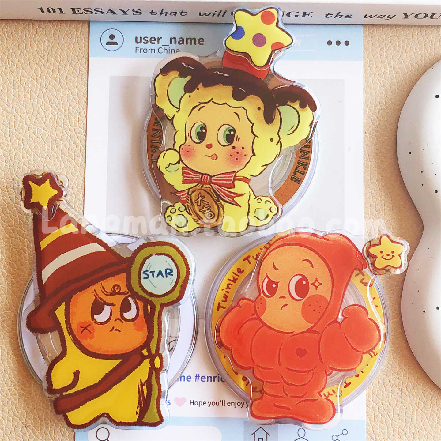 可爱小龙虾星星人手机磁吸支架