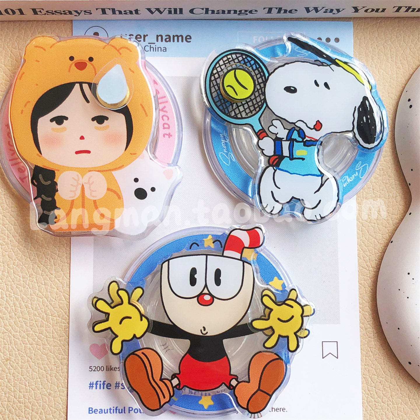 可爱卡通打网球史努比磁吸支架