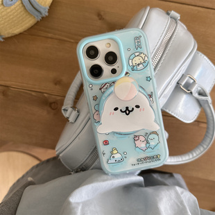 可爱卡通皮球小海豹磁吸支架适用iphone16promax手机壳苹果15promax新款 全包14pro防摔保护套16卡通软壳15