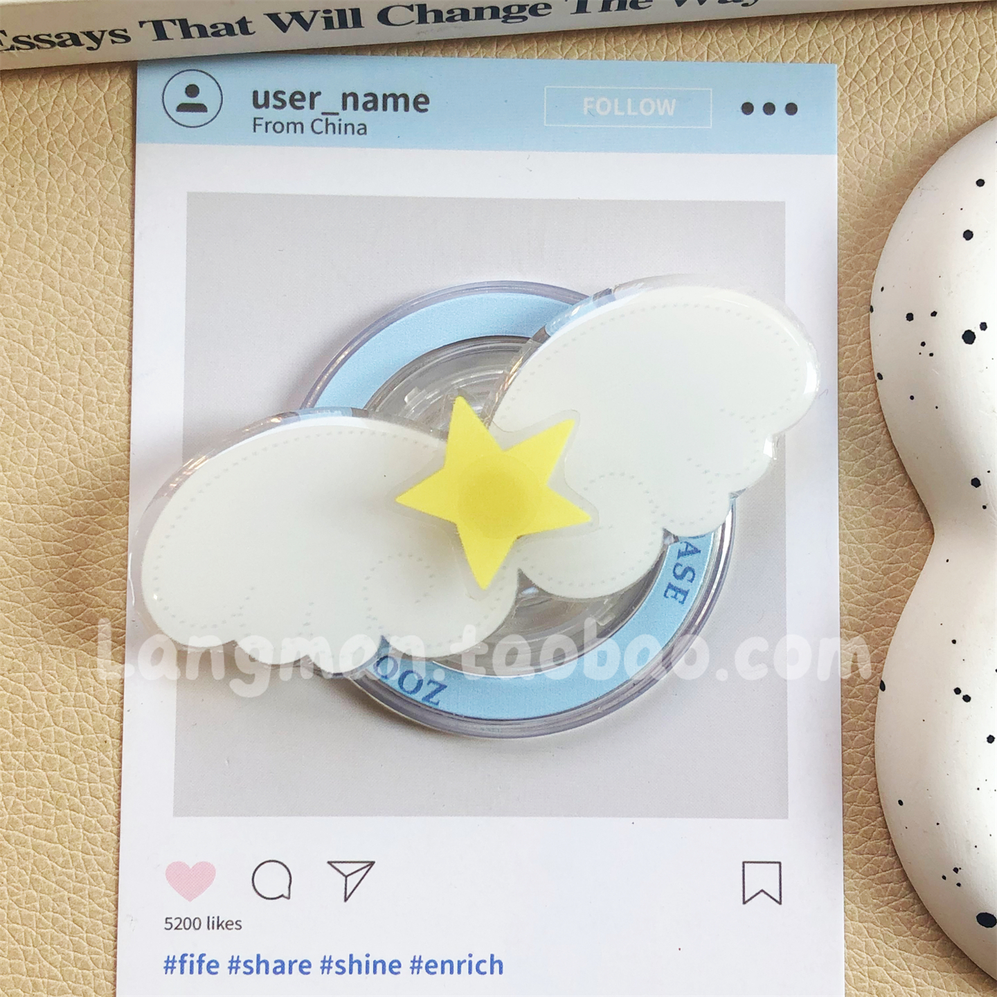 简约ins风星星翅膀手机支架
