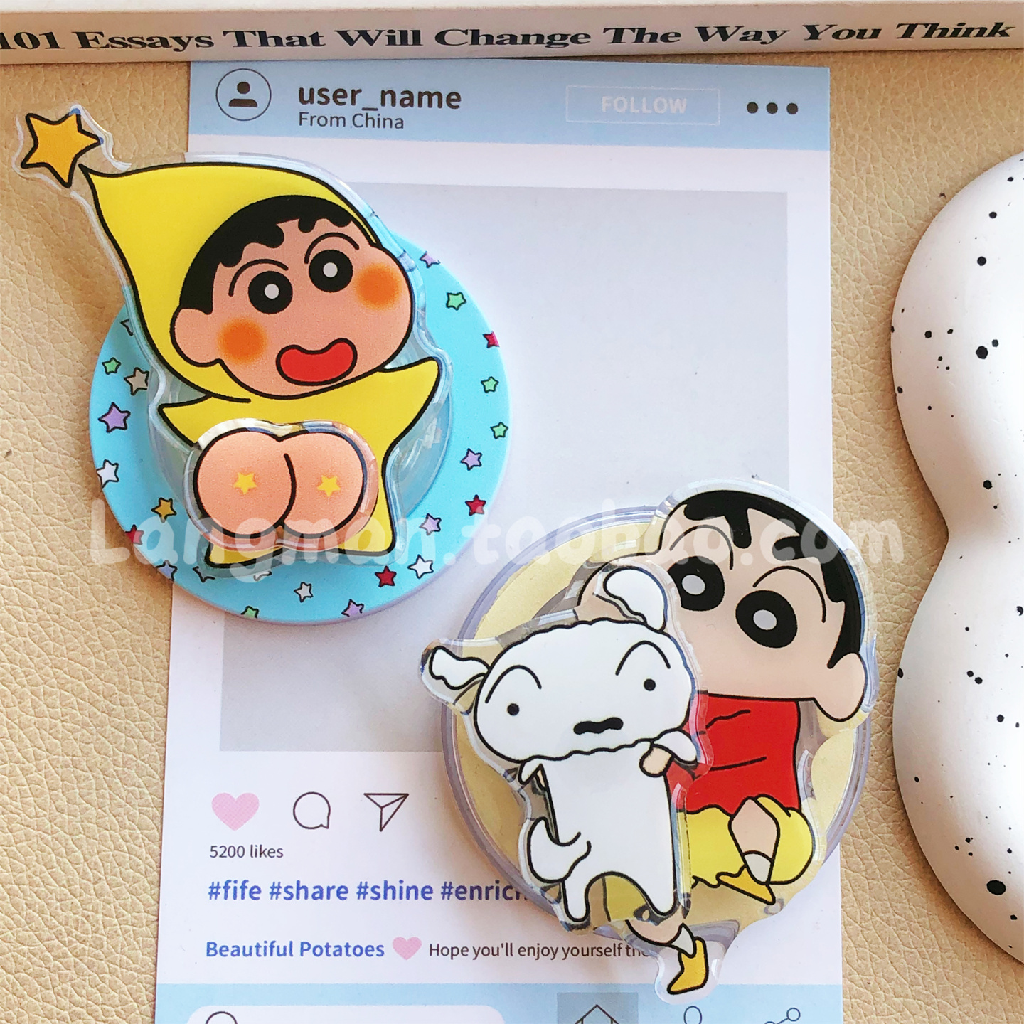 新款可爱蜡笔小新星星人手机支架