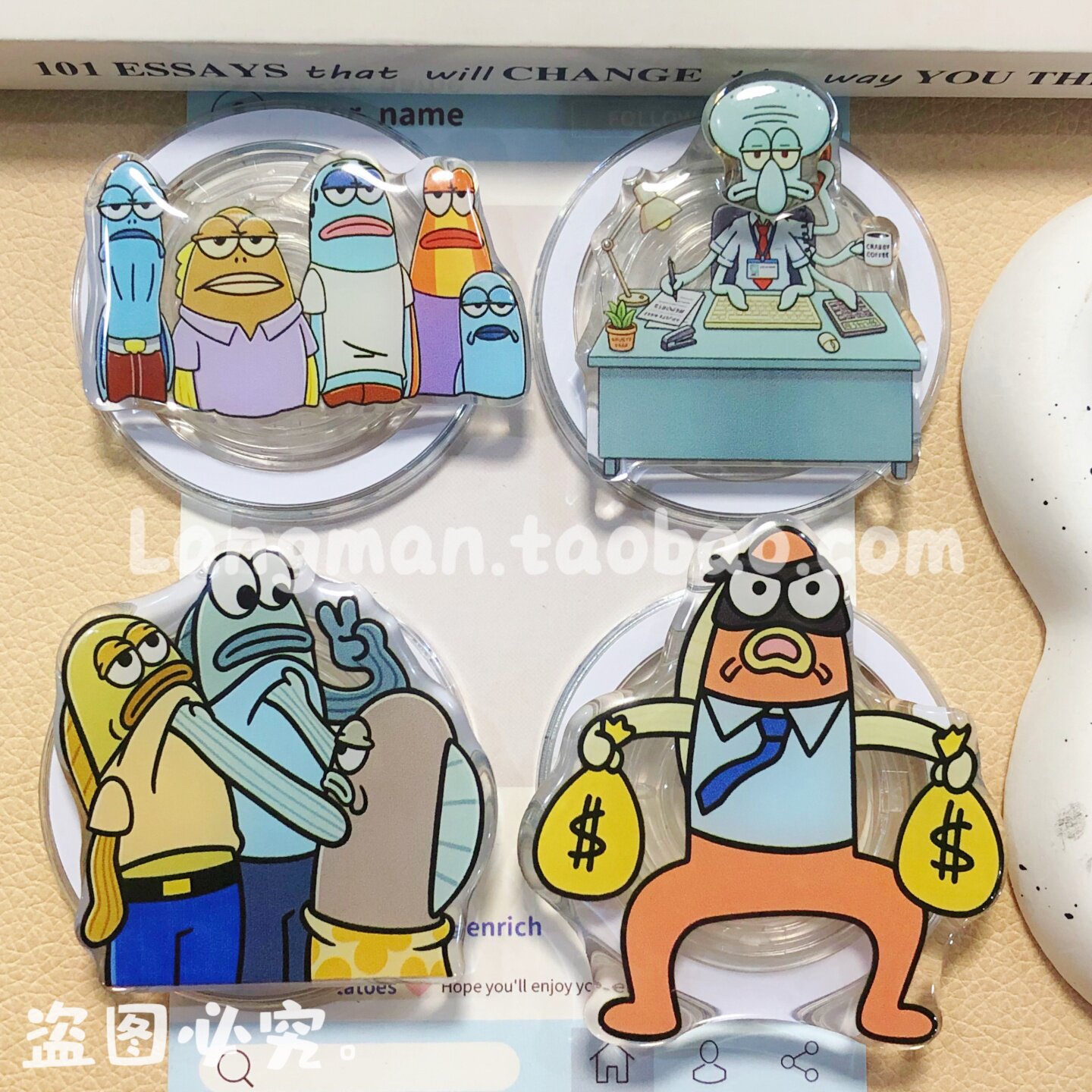 可爱卡通章鱼哥磁吸气囊手机支架图片