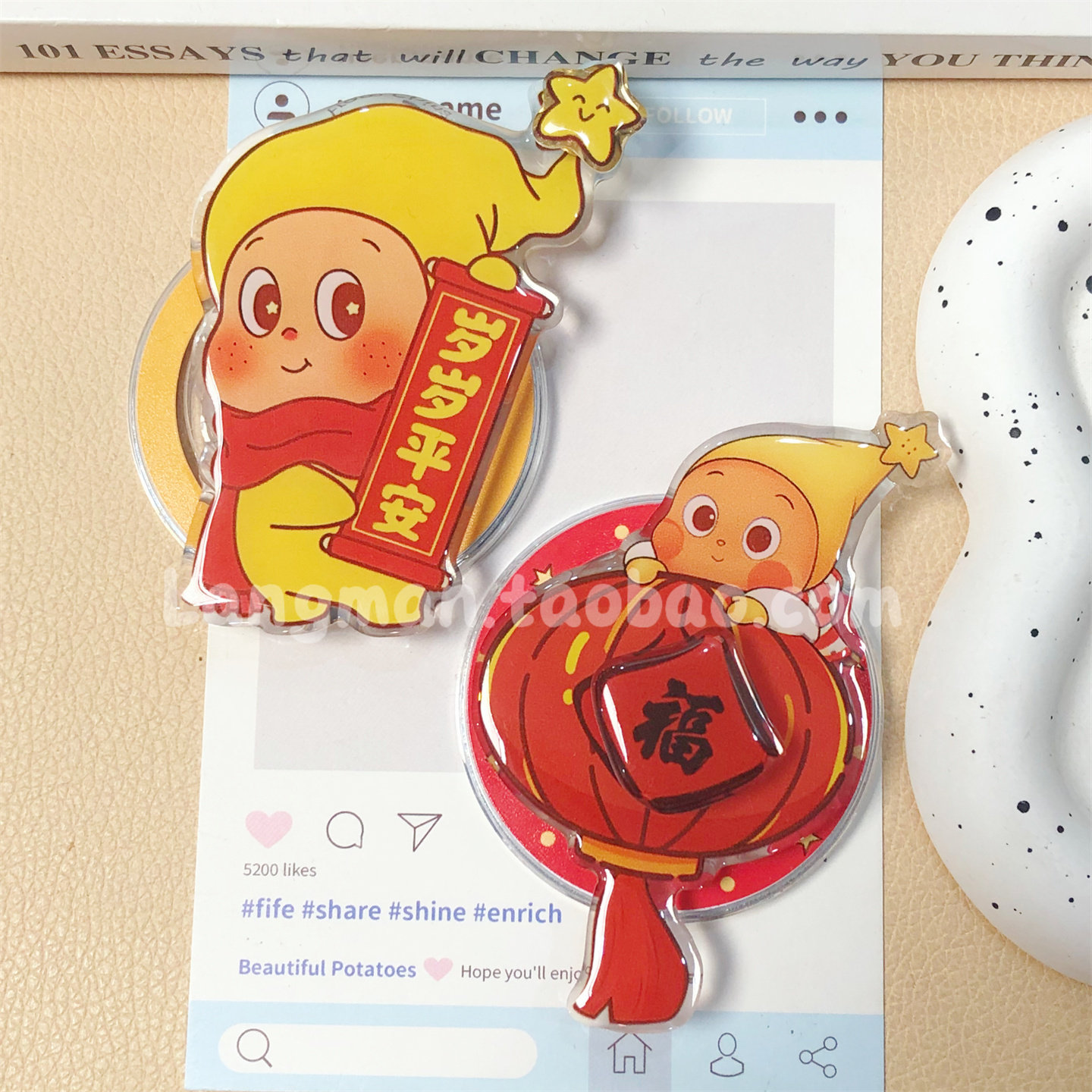 新年对联灯笼星星人手机磁吸支架适用Magsafe磁吸式桌面支撑架女