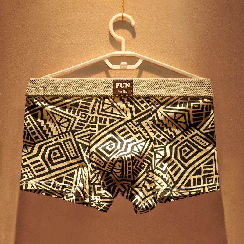 【三条装】高品质男士内裤棉质民族风新款潮流几何印花平角裤透气,女士内衣/男士内衣/家居服,男平角内裤,淘宝优惠券,粉丝福利购,淘宝优惠卷