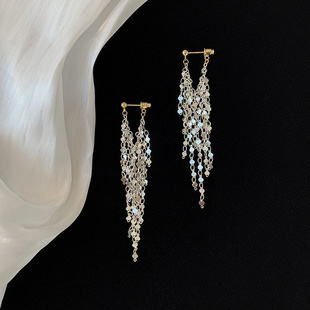 迷度S925银针爱心流苏长款耳线气质耳环秋冬圆脸显瘦bulingbuling