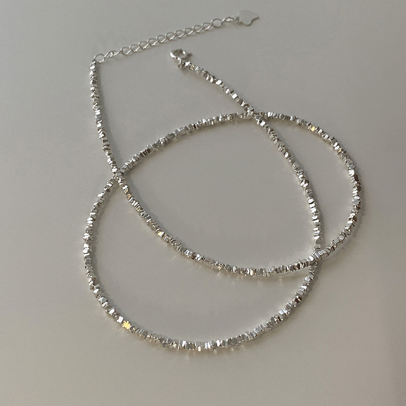 碎银子项链锁骨链通体925纯银