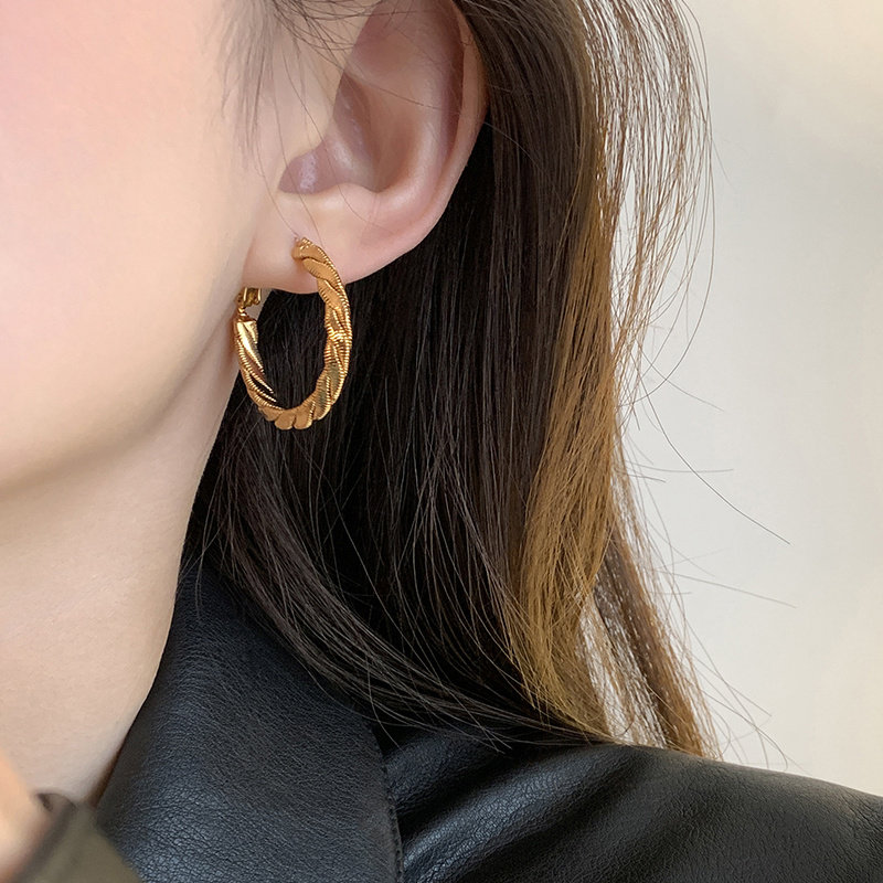 迷度S925银针麻花耳圈耳环小众设计感耳饰高级感耳扣百搭金色简约,饰品/流行首饰/时尚饰品新,耳环,淘宝优惠券,粉丝福利购,淘宝优惠卷