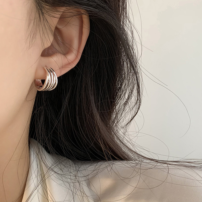 冷淡风简约小众多层耳环耳圈耳扣