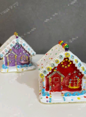 珐琅彩首饰盒七宝烧手工艺品圣诞节雪屋房子摆件创意装饰礼物