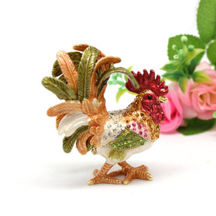 合金珐琅彩公鸡摆件手工艺品开业商务乔迁礼品家居如意招财摆件