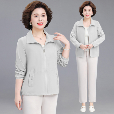 休闲风中年女士短外套2026春季新款宽松拉链防晒衣时尚显瘦妈妈装