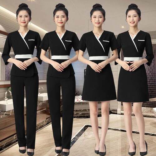 新款美容师工作服女夏时尚气质美容院服装足疗店技师服连衣裙短袖 - 封面