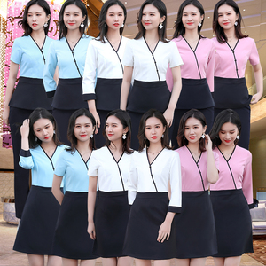 春夏季美容院皮肤管理美容师工作服会所SPA时尚医美整形弹力套装