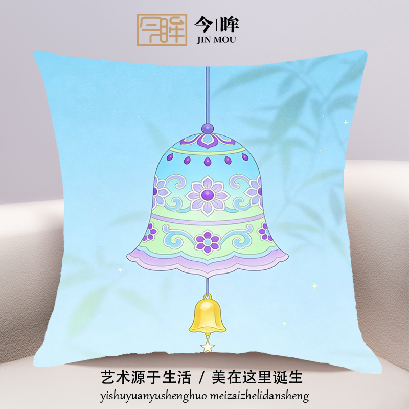 新中式风铃十字绣抱枕2025年新款客厅沙发卧室床头靠枕小件自己绣