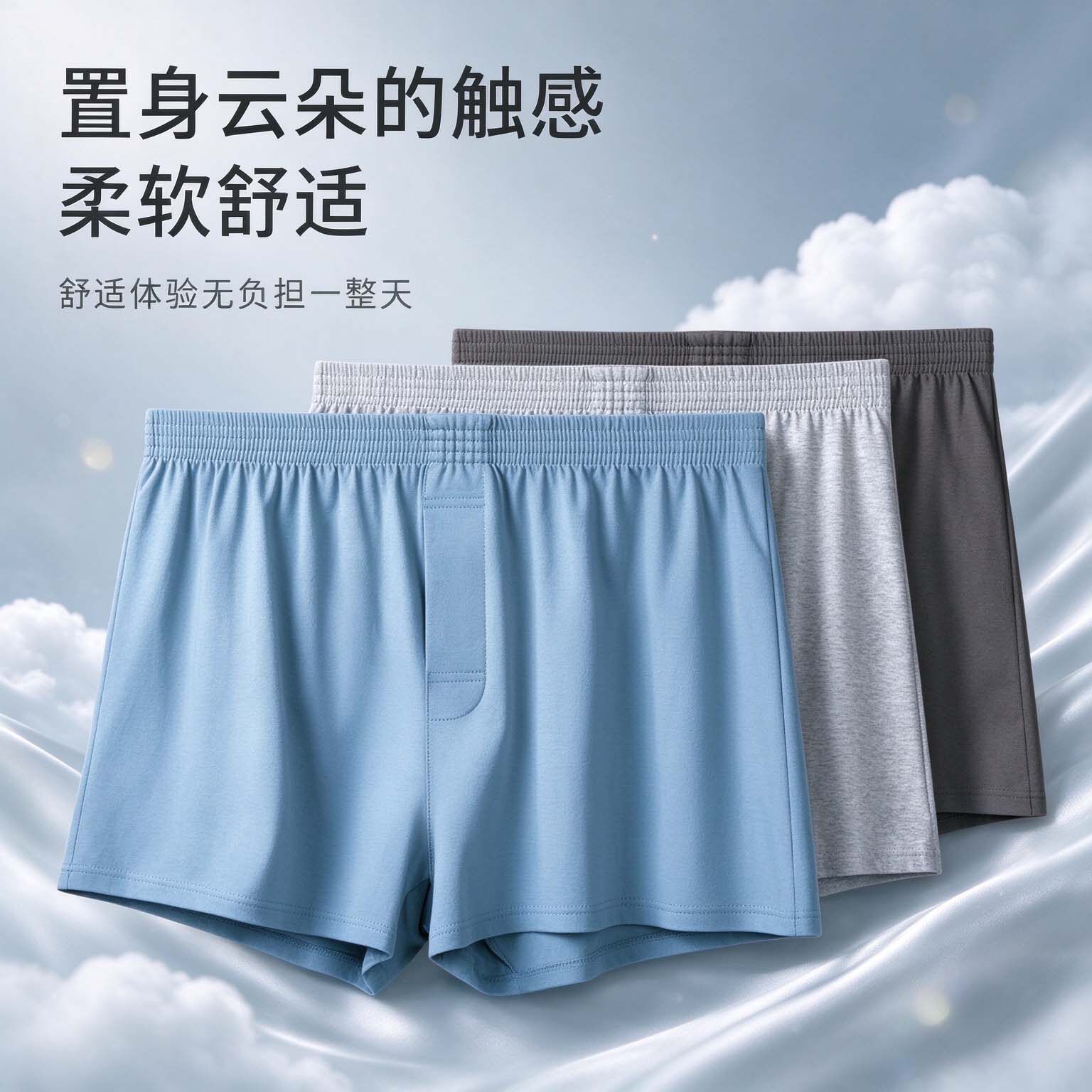 男士纯棉阿罗裤纯色宽松内裤透气棉质居家四角平角裤简约短裤男款
