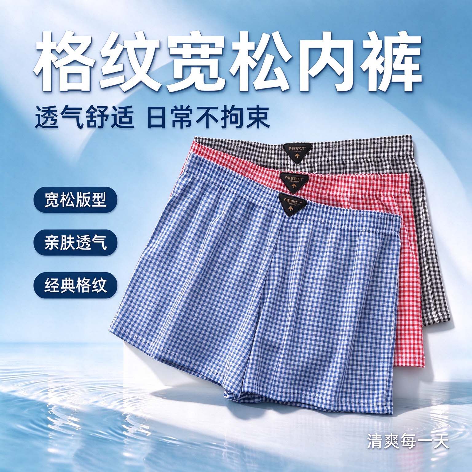 纯棉男士格子阿罗裤宽松透气内裤青年秋冬四角裤家居棉质短裤男款