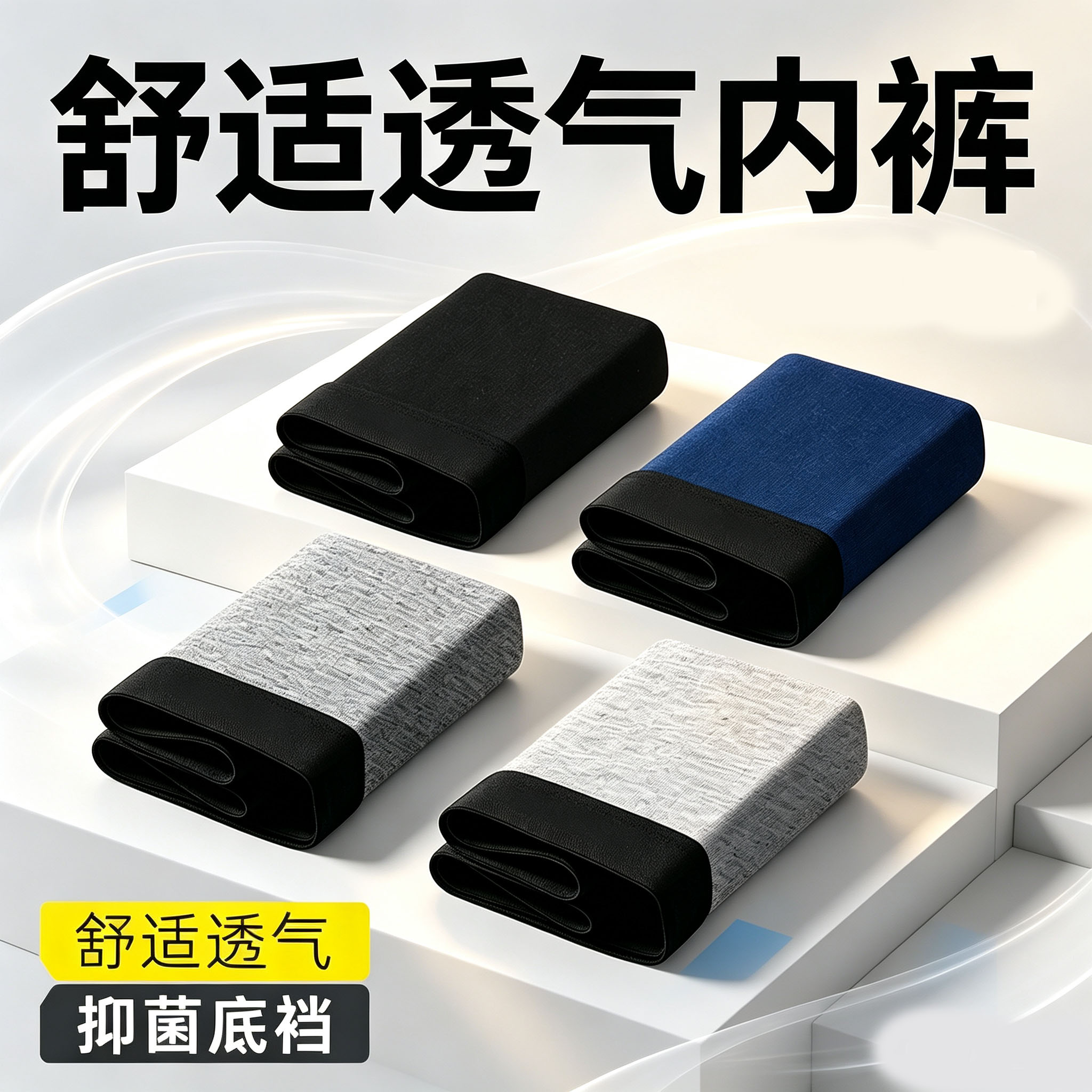 男士棉质内裤舒适透气平角裤头抗菌裆纯棉青年四角裤衩简约男款三