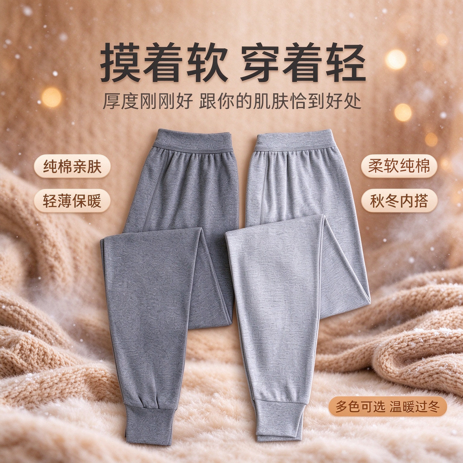 男士纯棉保暖秋裤秋冬季中老年下装防寒保暖裤内穿打底衬裤线裤男