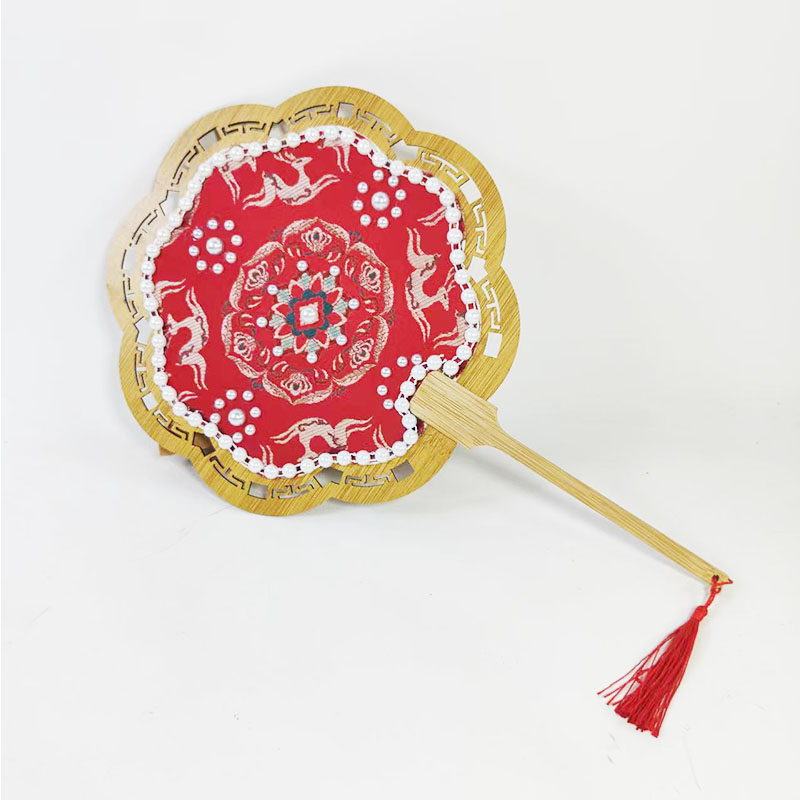 手工宋锦珍珠扇子diy材料包