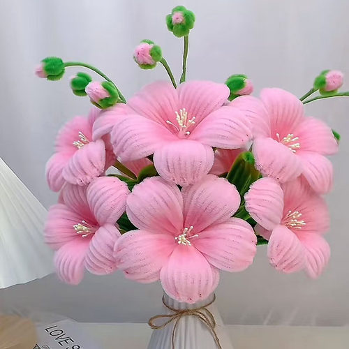 芙蓉花手工扭扭棒diy材料包仿真花节日活动婚礼加密自己制作摆件