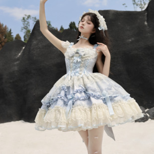 梦呓蝶原创设计新品Lolita洋装芭蕾风吊带连衣裙生日礼服公主裙lo