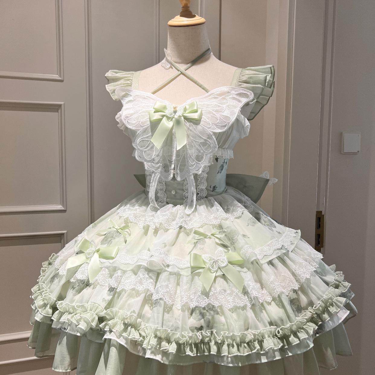 花期之约白绿色蝴蝶夏日超仙礼服小清新公主少女生日短裙Lolita,模玩/动漫/周边/娃圈三坑/桌游,lolita洛丽塔连衣裙,淘宝优惠券,粉丝福利购,淘宝优惠卷