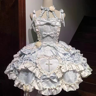 芙蝶之心Lolita原创洋装 jsk连衣裙日常挂脖蝴蝶结公主风洛丽塔