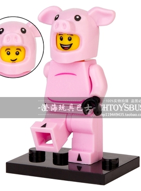 中国风新年舞龙年夜饭80102小猪宝宝666拼装积木人仔玩具