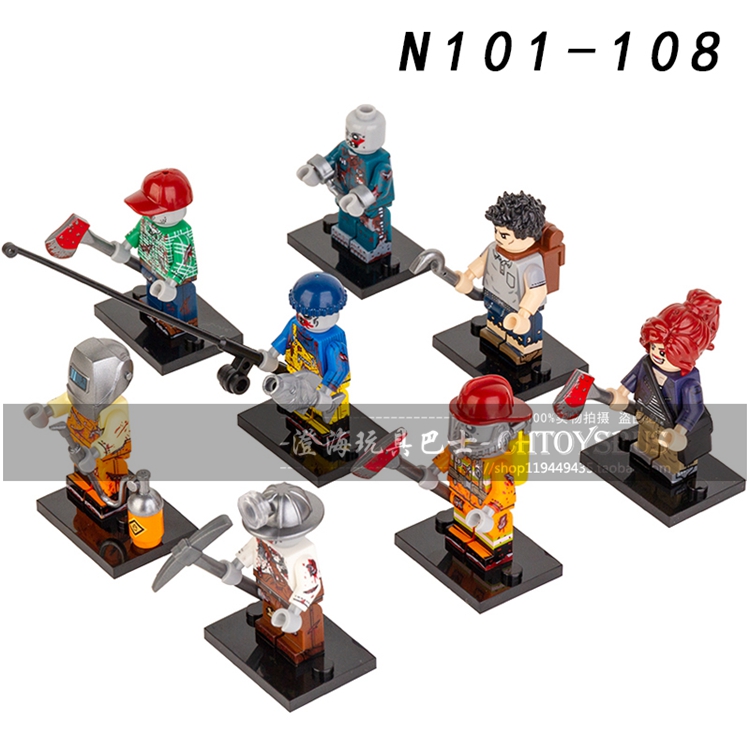 兼容乐高恐怖系列万圣节丧尸核工作者拼装积木人仔玩具n101-108