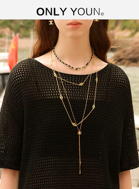 凯旋门流苏Y字形长款毛衣链