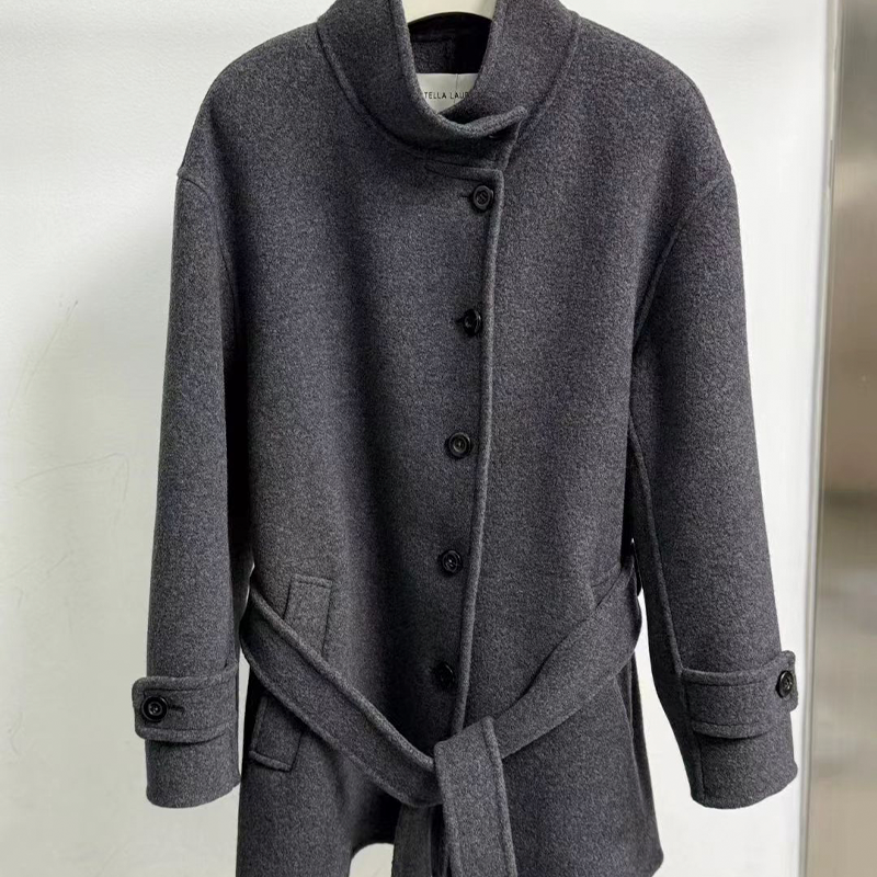 2025冬季新款羊绒大衣STELLA LAUREN简约轻奢JIM金标立领短款大衣