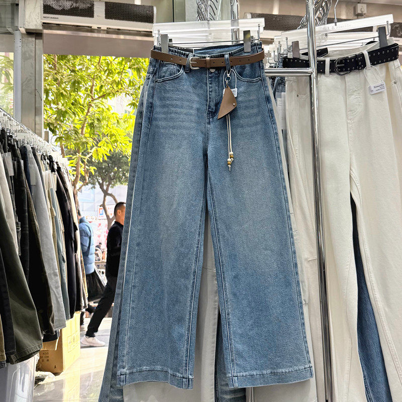 韩版蓝色九分直筒牛仔裤女士2026春装高腰修身显瘦窄版直筒裤,女装/女士精品,牛仔裤,淘宝优惠券,粉丝福利购,淘宝优惠卷