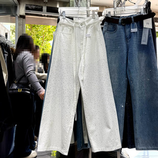 女春装 直筒裤 宽松版 型好 爆闪裤 阔腿牛仔裤 亮钻超好看窄版