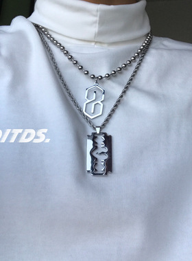 潜入深海刀片不褪色男圆珠链项链