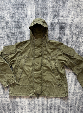G-STAR正品男质感工装型男潮流复古做旧军绿褶皱夹克外套D26898