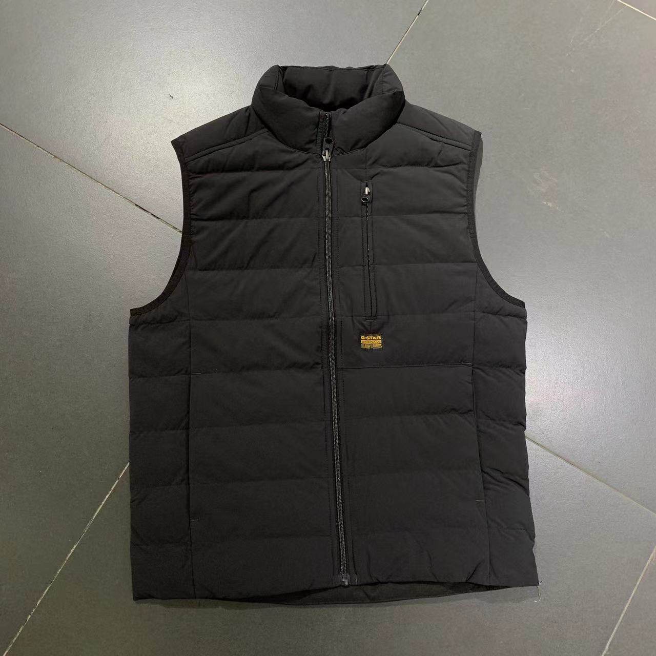 G-STAR专柜正品男棉外套立领纯黑质感有型帅马夹棉马甲 D24277