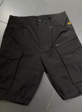 G-STAR专柜正品男黑潮流大口袋拉链工装拼接帆布短裤五分裤D08566