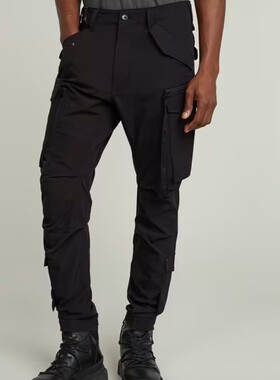 G-STAR专柜正品男潮流3D剪裁修身款工装裤帆布裤黑色帅大口袋拉链