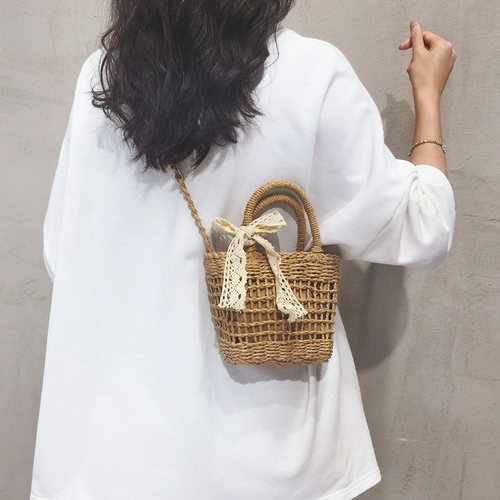 玲澜夏日ins法式草编编织水桶包