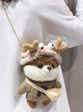 可爱毛绒小包包女2025新款生日礼物女生卡通小熊玩偶包儿童斜挎包