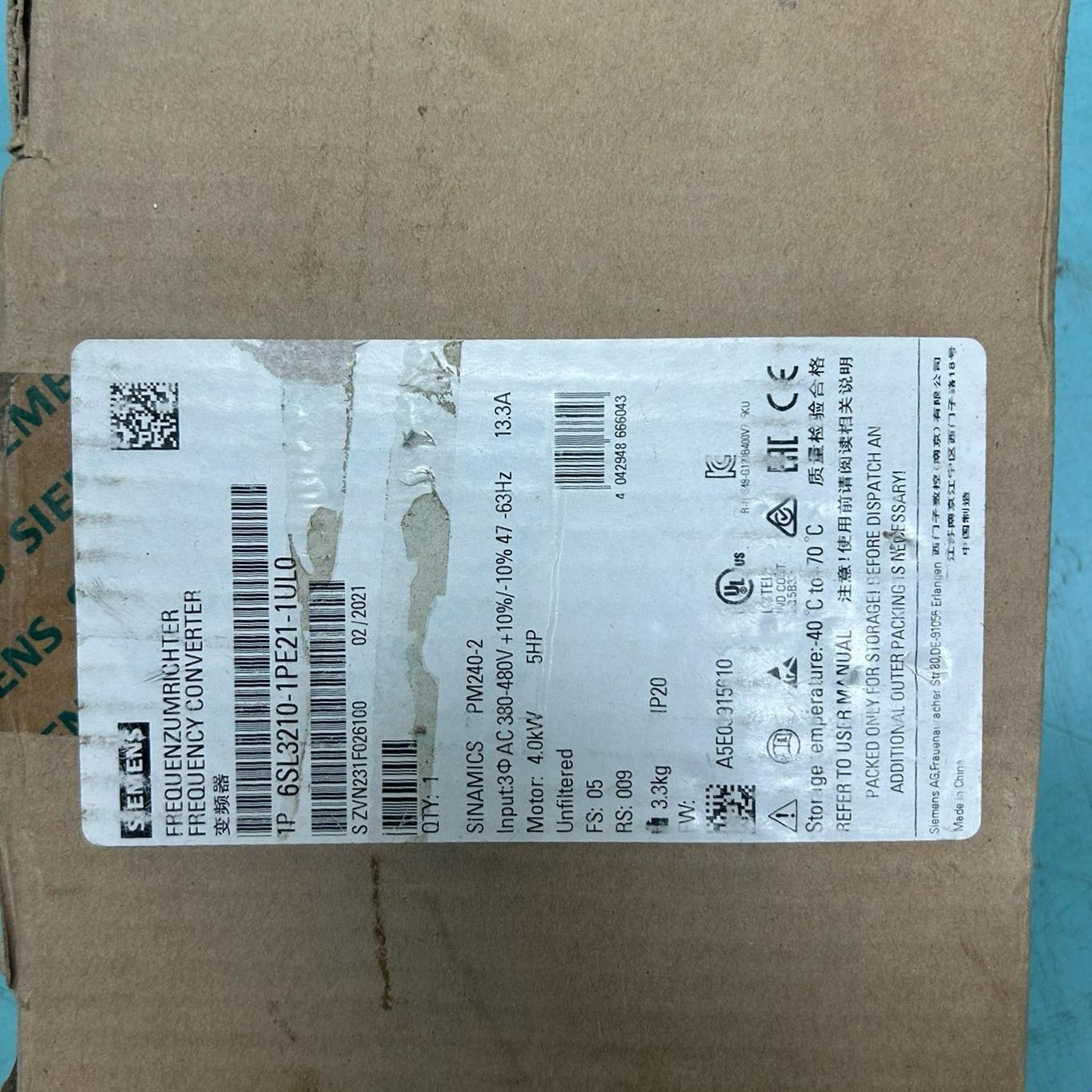 变频器6SL3210-1PE21-1UL0 成色如图